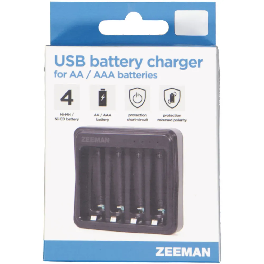 Cargador de pilas USB compacto Zeeman