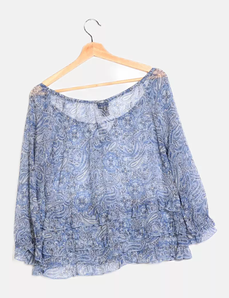 H&M Blusa azul estampada