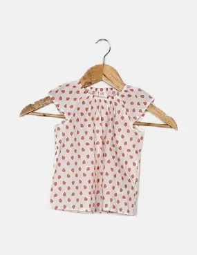 H&M Blusa blanca estampada fresas