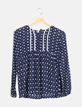 Lefties Blusa azul marina estampada