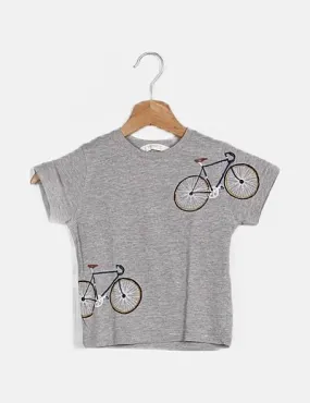 Mango Camiseta gris estampado bicicletas