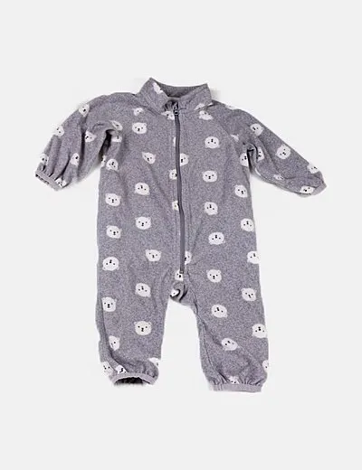 NoName Pijama polar gris estampado osos