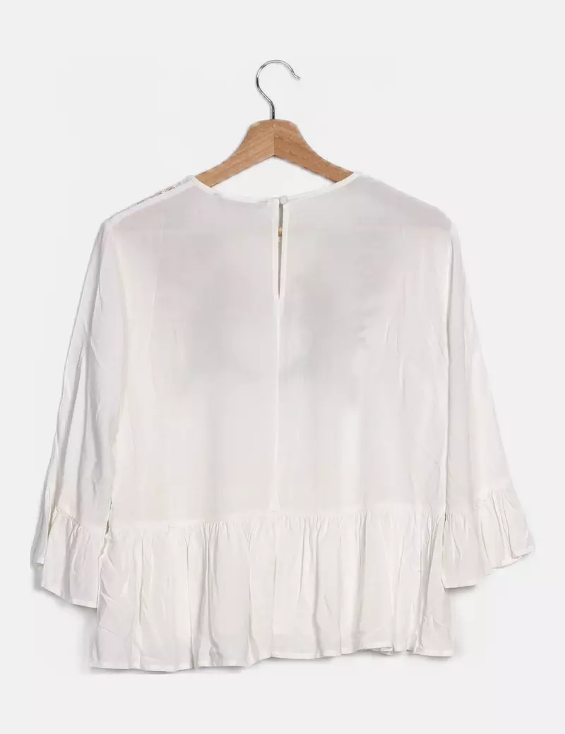 ONLY Blusa blanca bordada