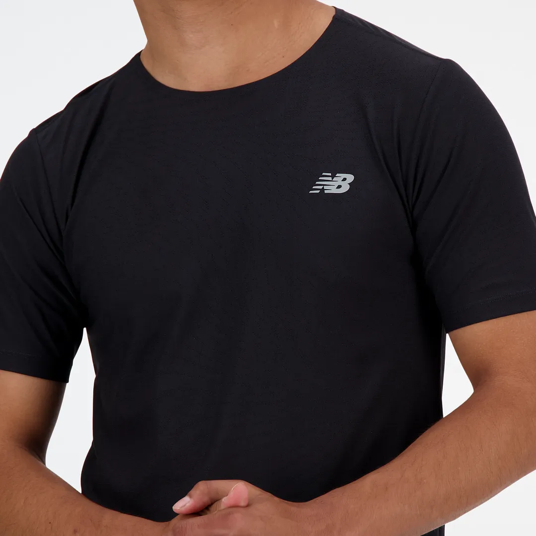 Polera Running Hombre New Balance Athletics Jacquard T-Shirt Negra