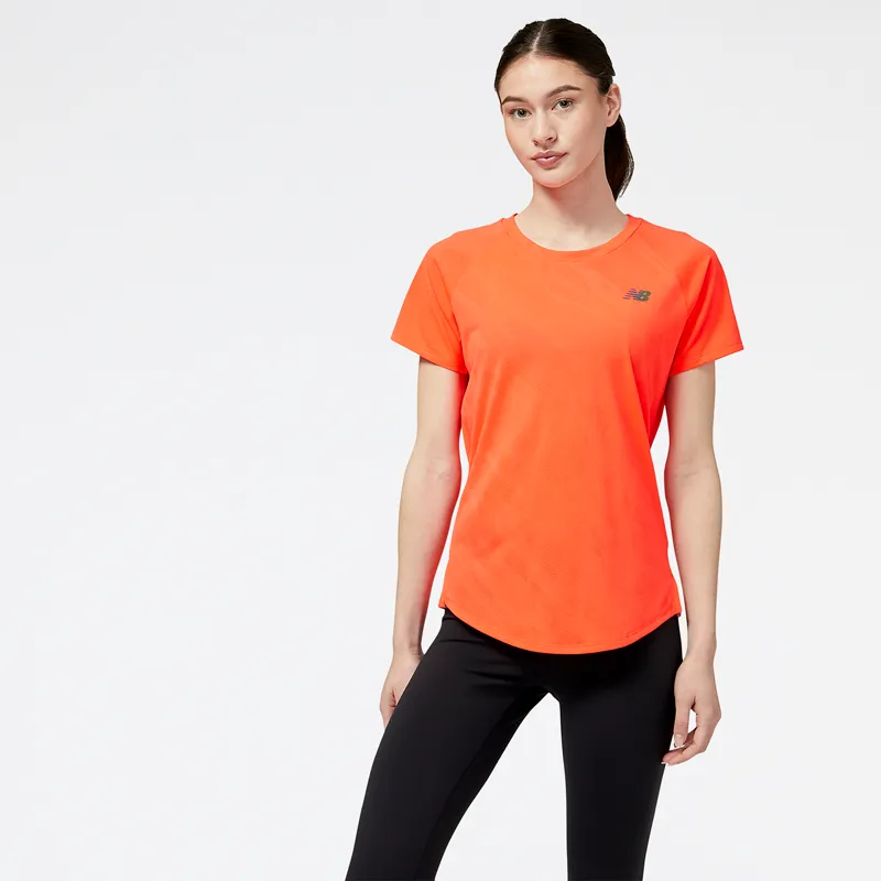 Polera Running Mujer New Balance Q Speed Jacquard Naranja