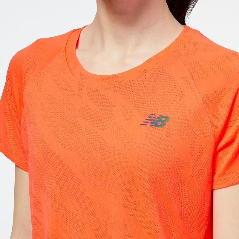 Polera Running Mujer New Balance Q Speed Jacquard Naranja