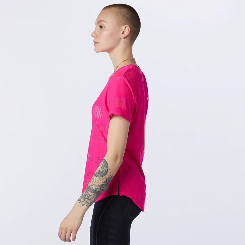 Polera Running Mujer New Balance Q Speed Jacquard Rosada