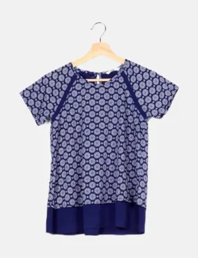 Tiffosi Blusa azul print blanco