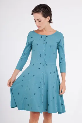 Vestido Celine manga ranglán azul ópalo.