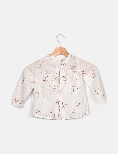 Zara Blusa blanca estampada